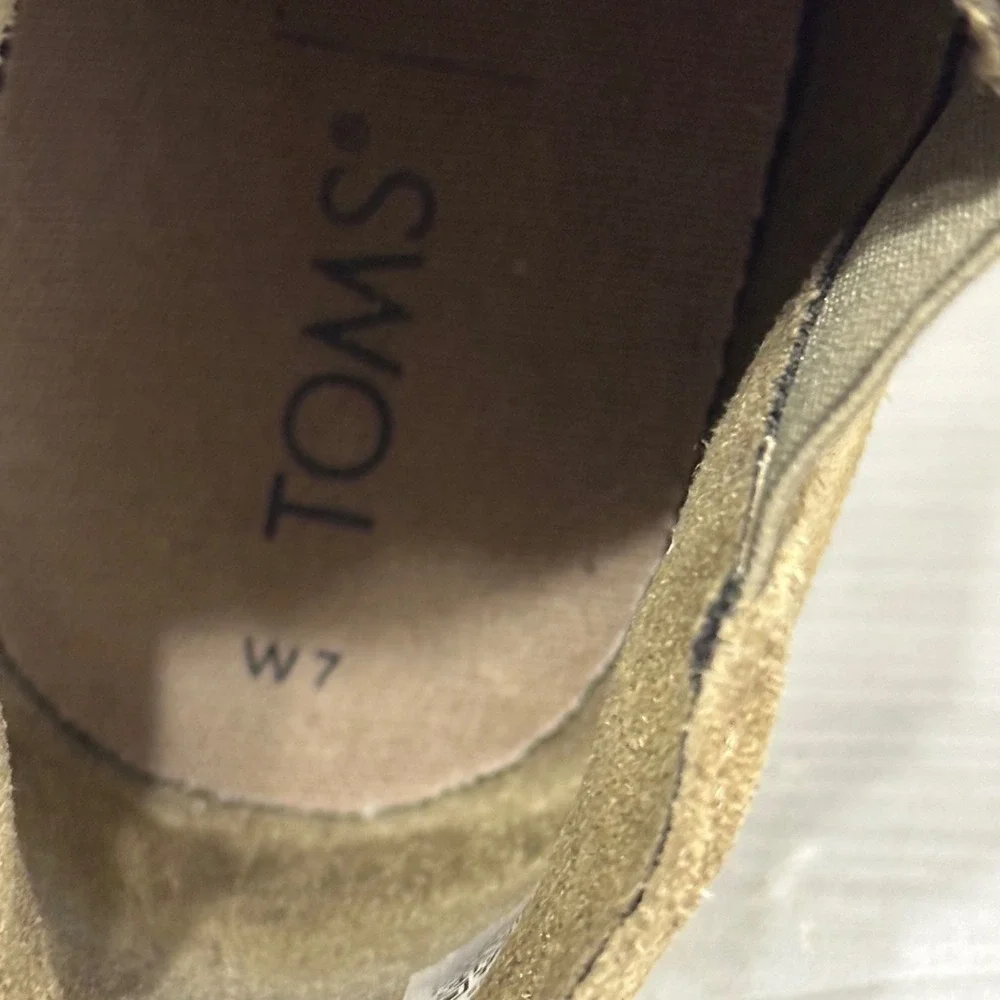 TOMS Reese Suede Ankle Booties Olive Green Women US Size‎ 7 Side Zip Boot